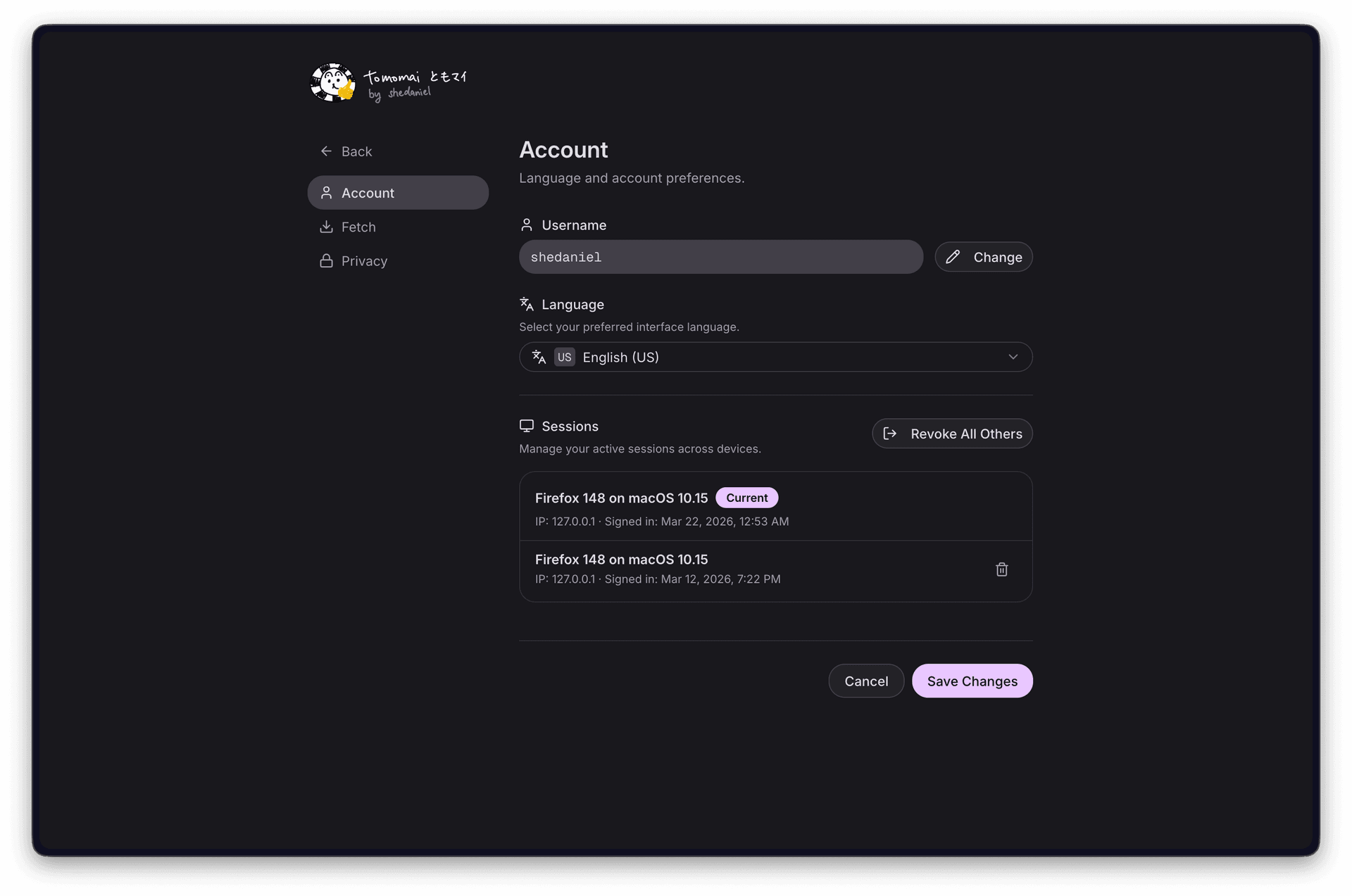 New Settings Page